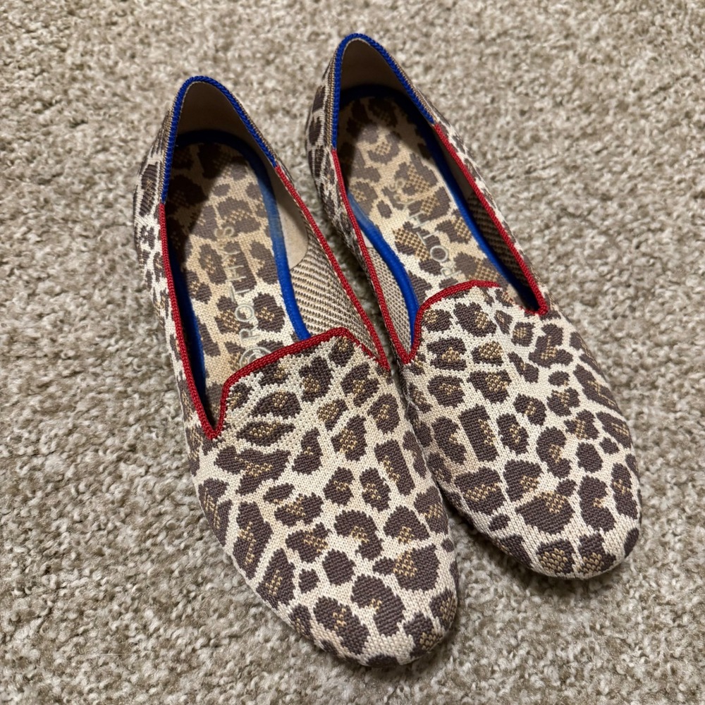 Rothy's The Loafer Mocha Spot Retired Leopard Flats 9 comfort travel office